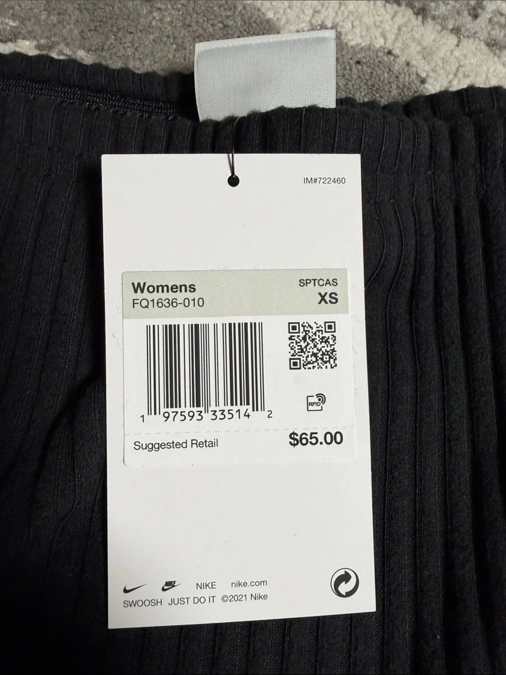 Nike Black Ribbed Midi Skirt with Side Slit